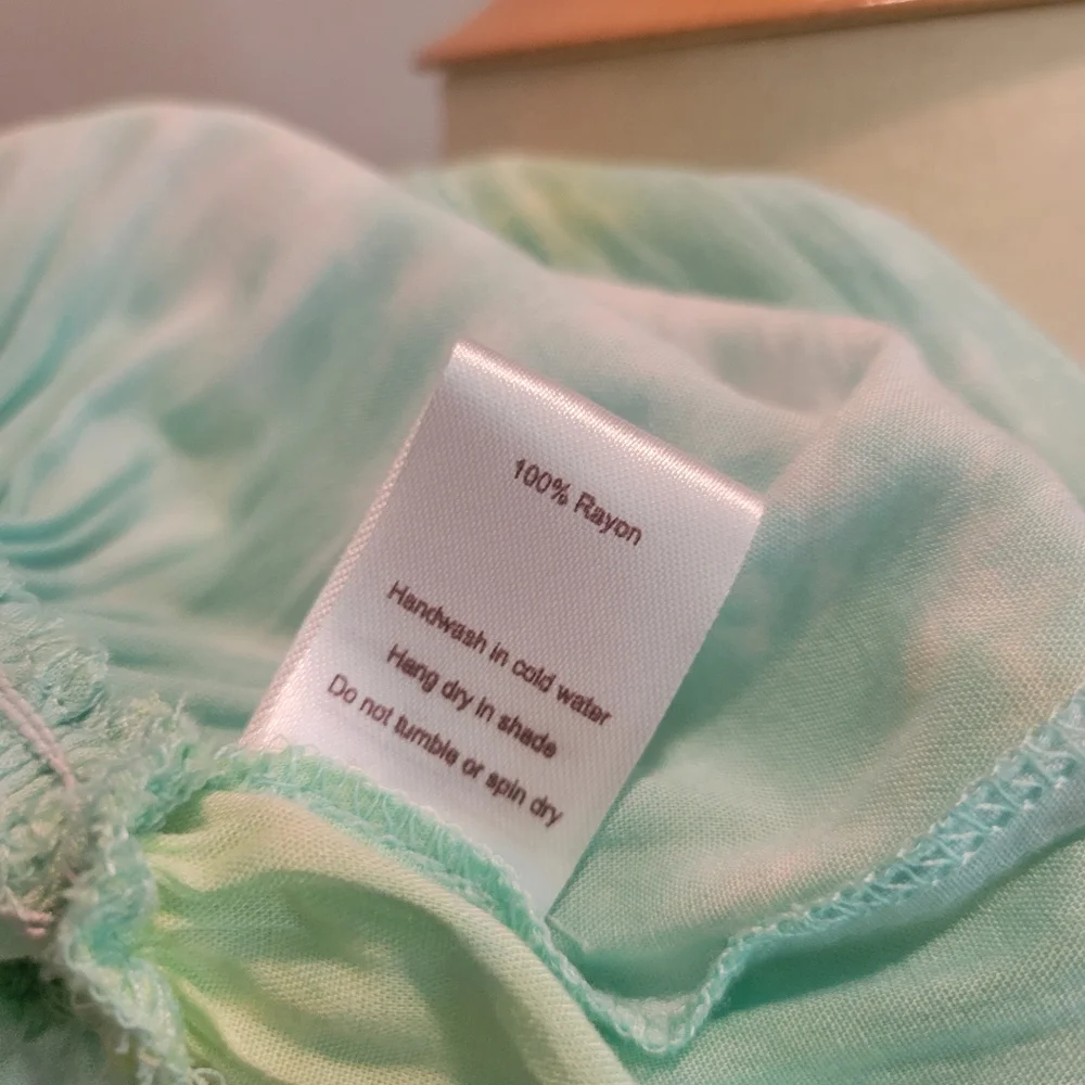 Tiare Hawaii Aqua & Green Tie Dye Strapless High-Low Ruffle Dress OS - Picture 9 of 9